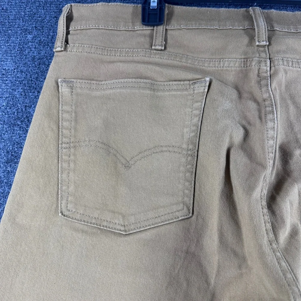 Levi's 513 Slim Straight Pants Mens 38x32 W38 L32 Tan Khaki Stretch Casual